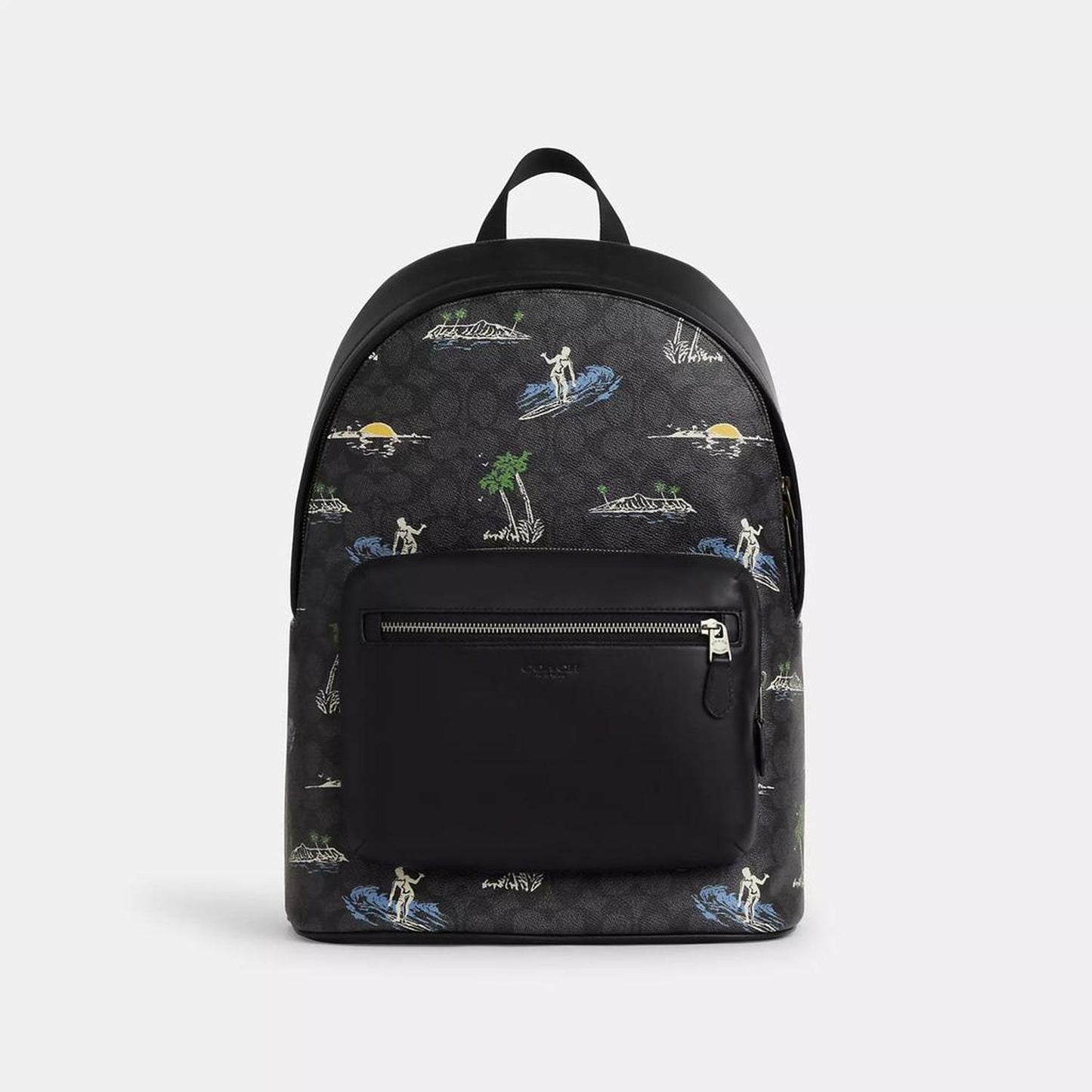 West Backpack In Signature Canvas With Surf Print