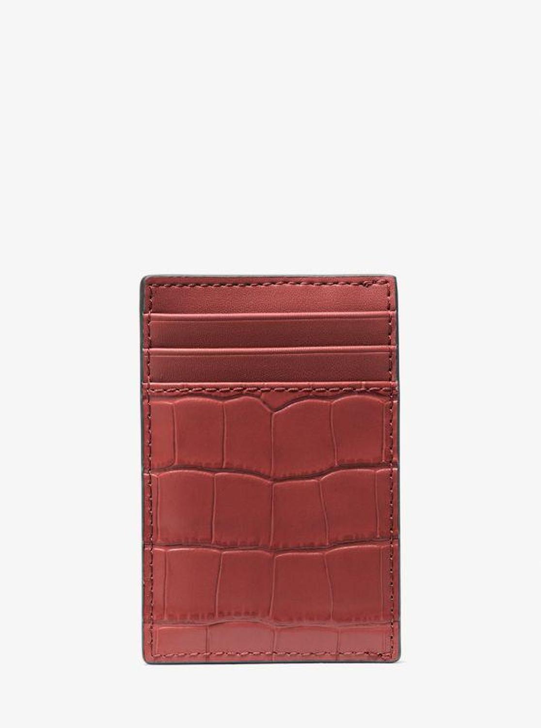 Hudson Crocodile-Embossed Leather Card Case