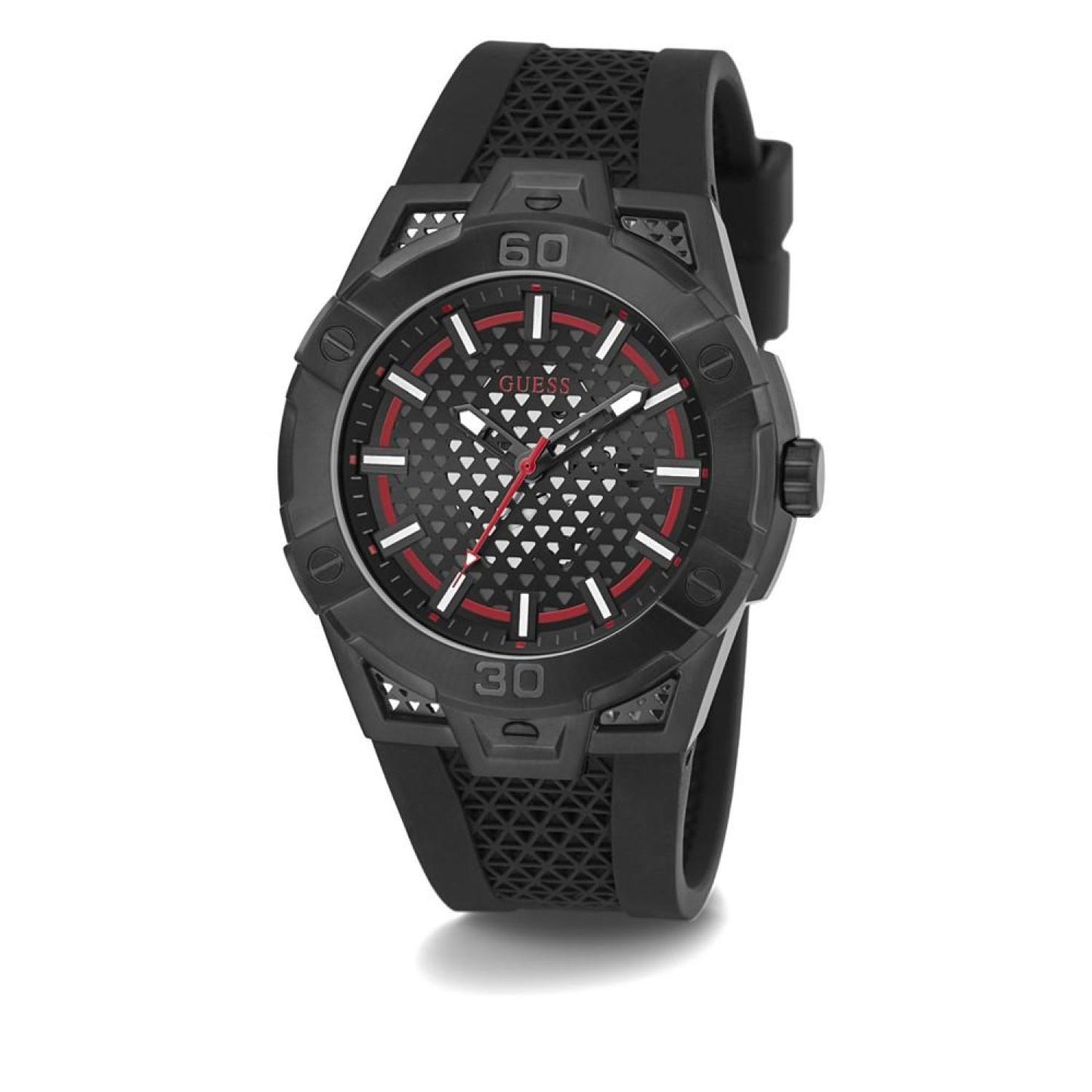Men's Analog Black Silicone Watch 45mm