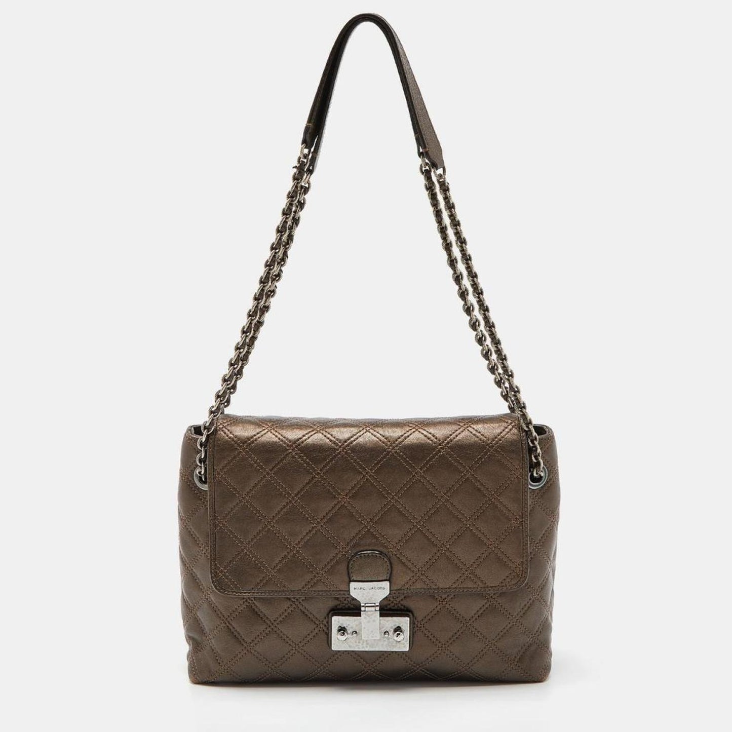 Marc Jacobs Metallic Quilted Leather Flap Shoulder Bag
