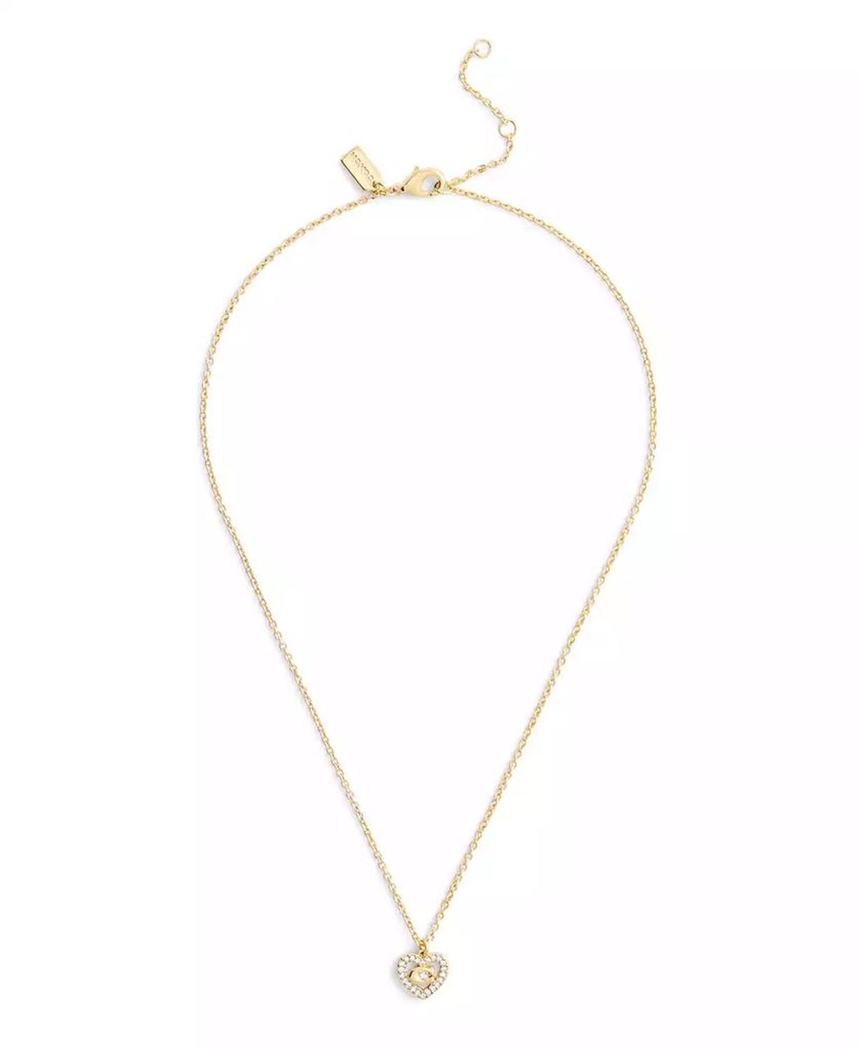 Faux Stone Signature C Pavé Heart Pendant Necklace