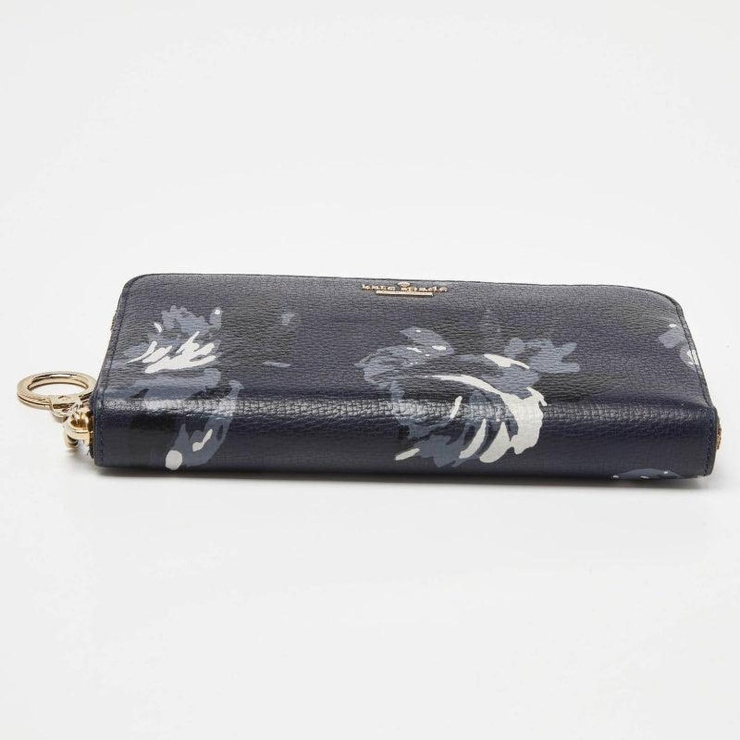 Kate Spade Blue Floral Print Leather Zip Around Wallet