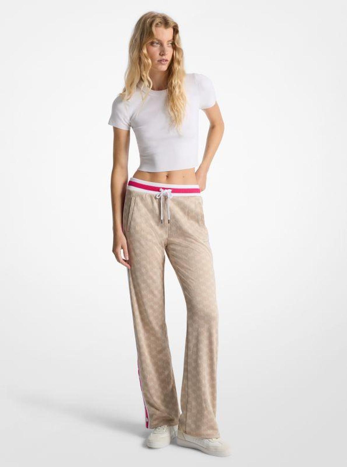 Logo Jacquard Knit Side-Snap Track Pants