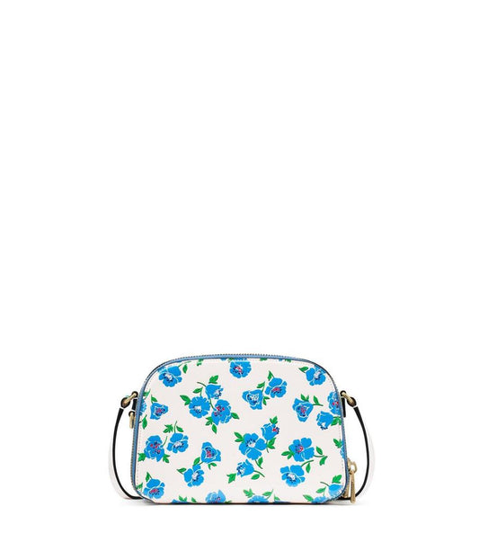 Devin Springtime Blooms Embossed Saffiano Leather Double Zip Dome Crossbody