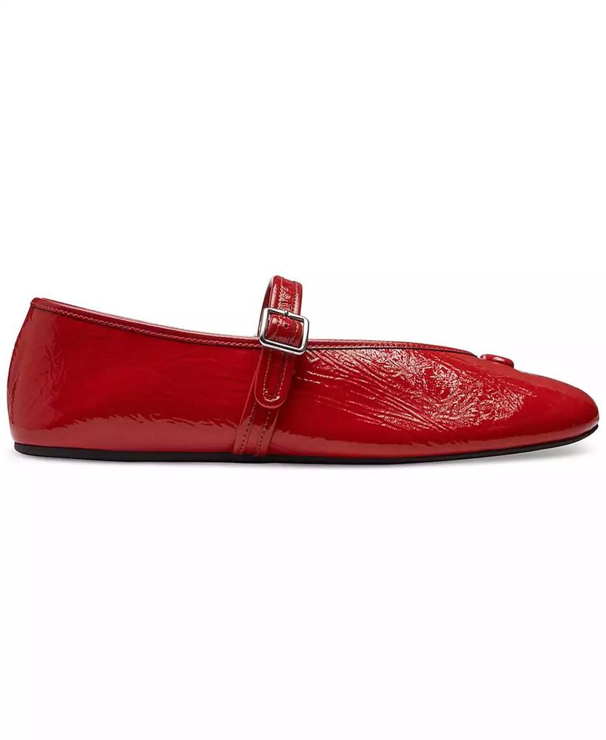 Women's Sculpted C Crinkle Patent Leather Soft Mary Jane Flats