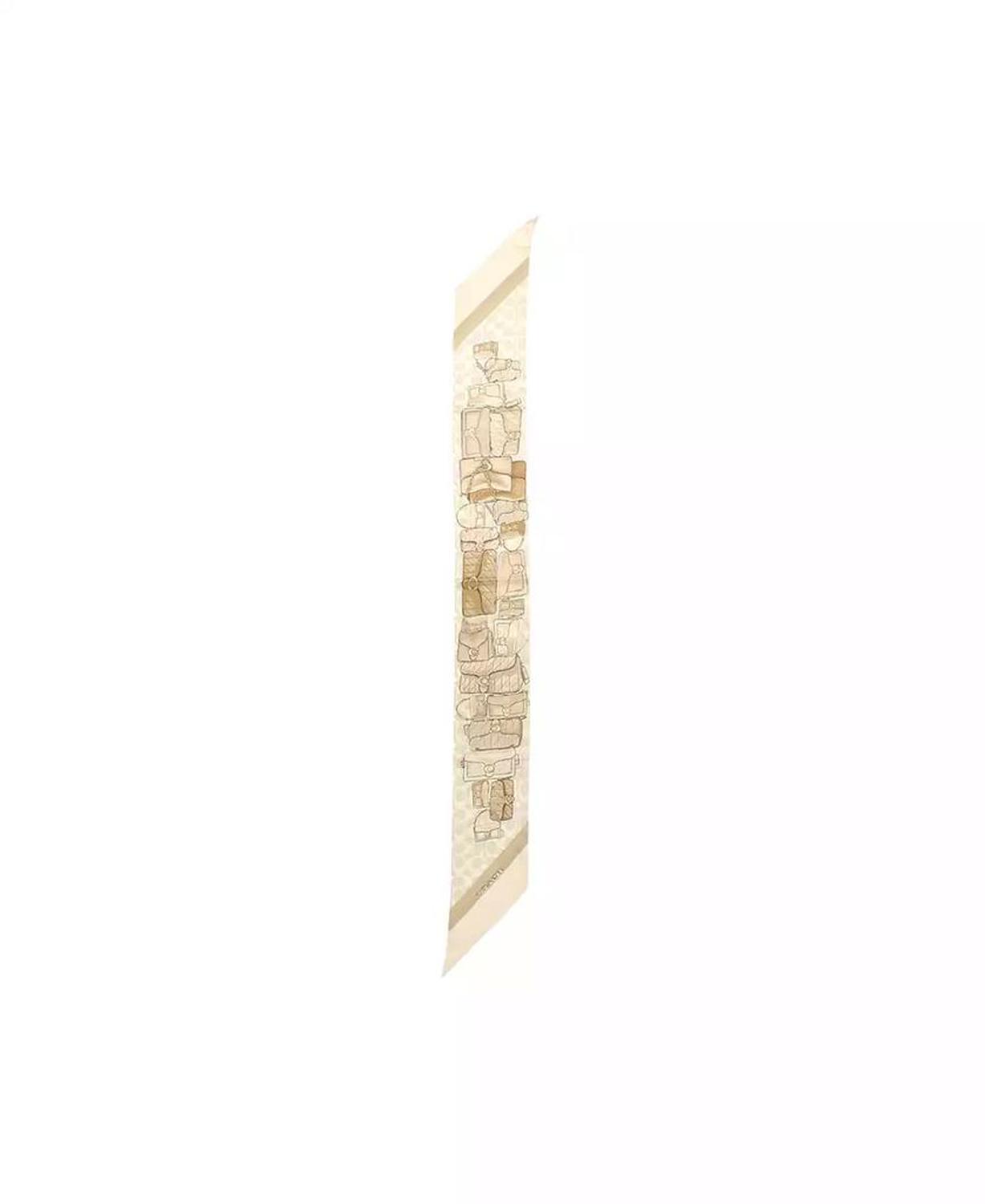 Stacked Tabby Bags Print Silk Skinny Scarf