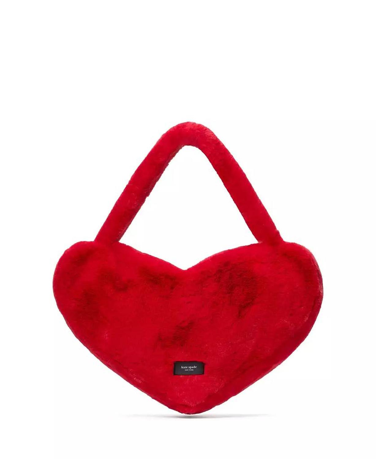 Luver Faux Fur Large Heart Tote Bag