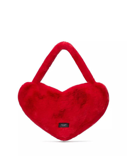 Luver Faux Fur Large Heart Tote Bag