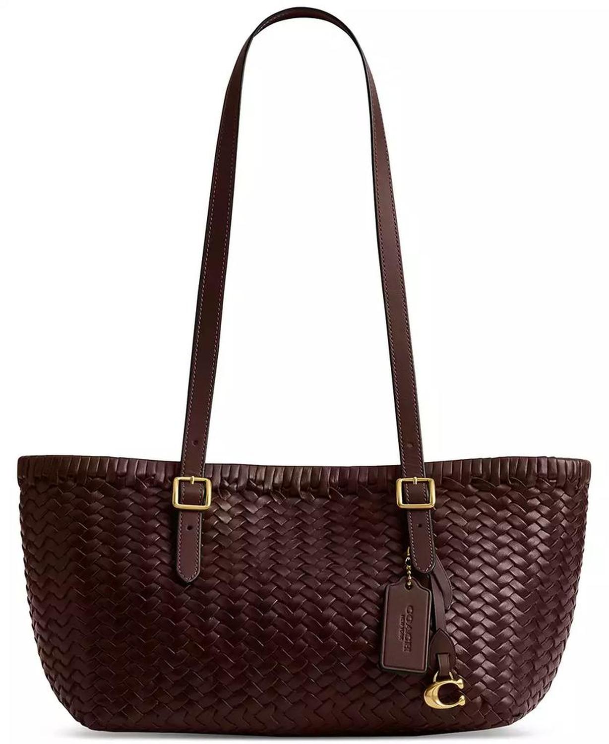 Woven Leather Swing Tote Bag