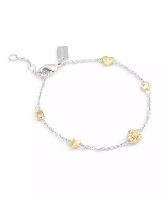 Faux Stone Signature Tea Rose Heart Strand Bracelet