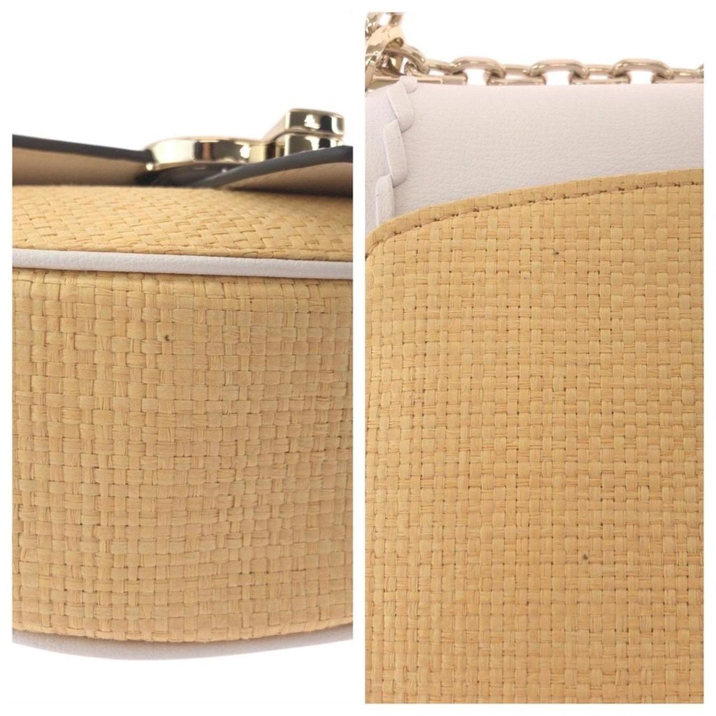 Leather Raffia Pochette Shoulder Bag (Pre-Owned)