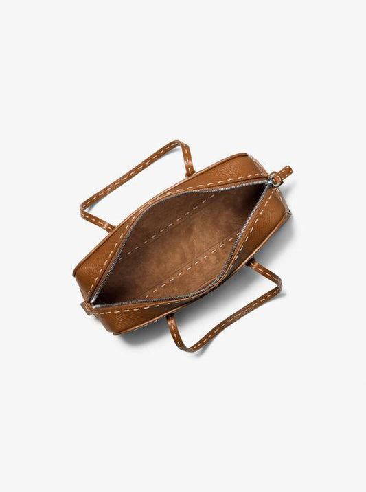 Roberta Hand-Stitched Pebbled Leather Satchel
