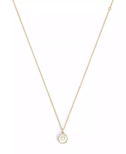 Signature Mother of Pearl Coin Pendant Necklace