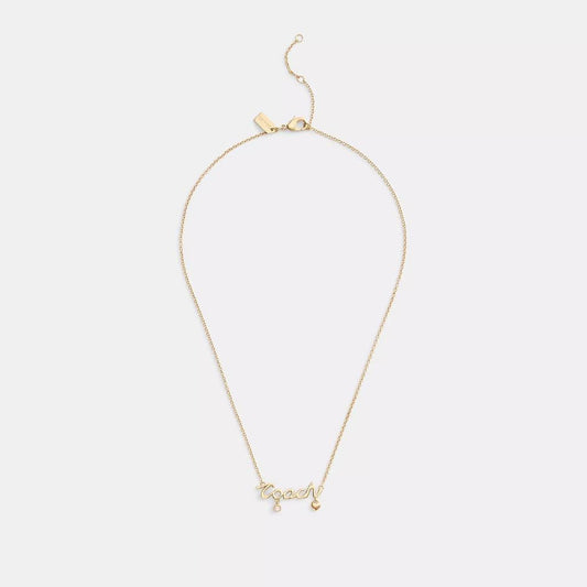 Coach Script Heart Necklace