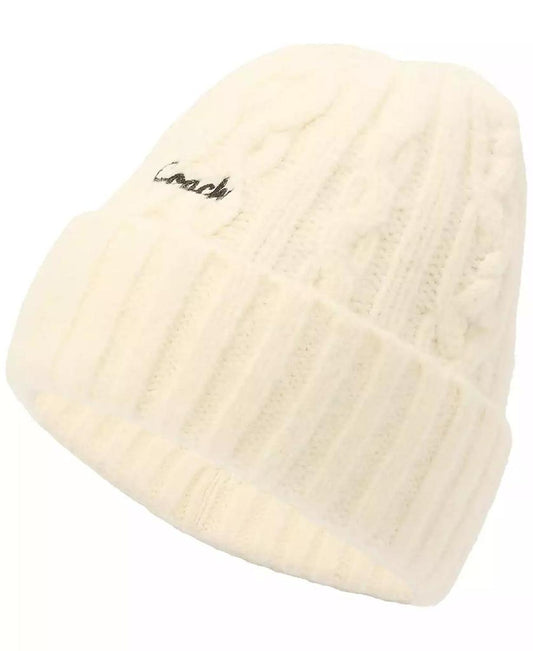 Women's Embroidered Cable-Knit Beanie Hat