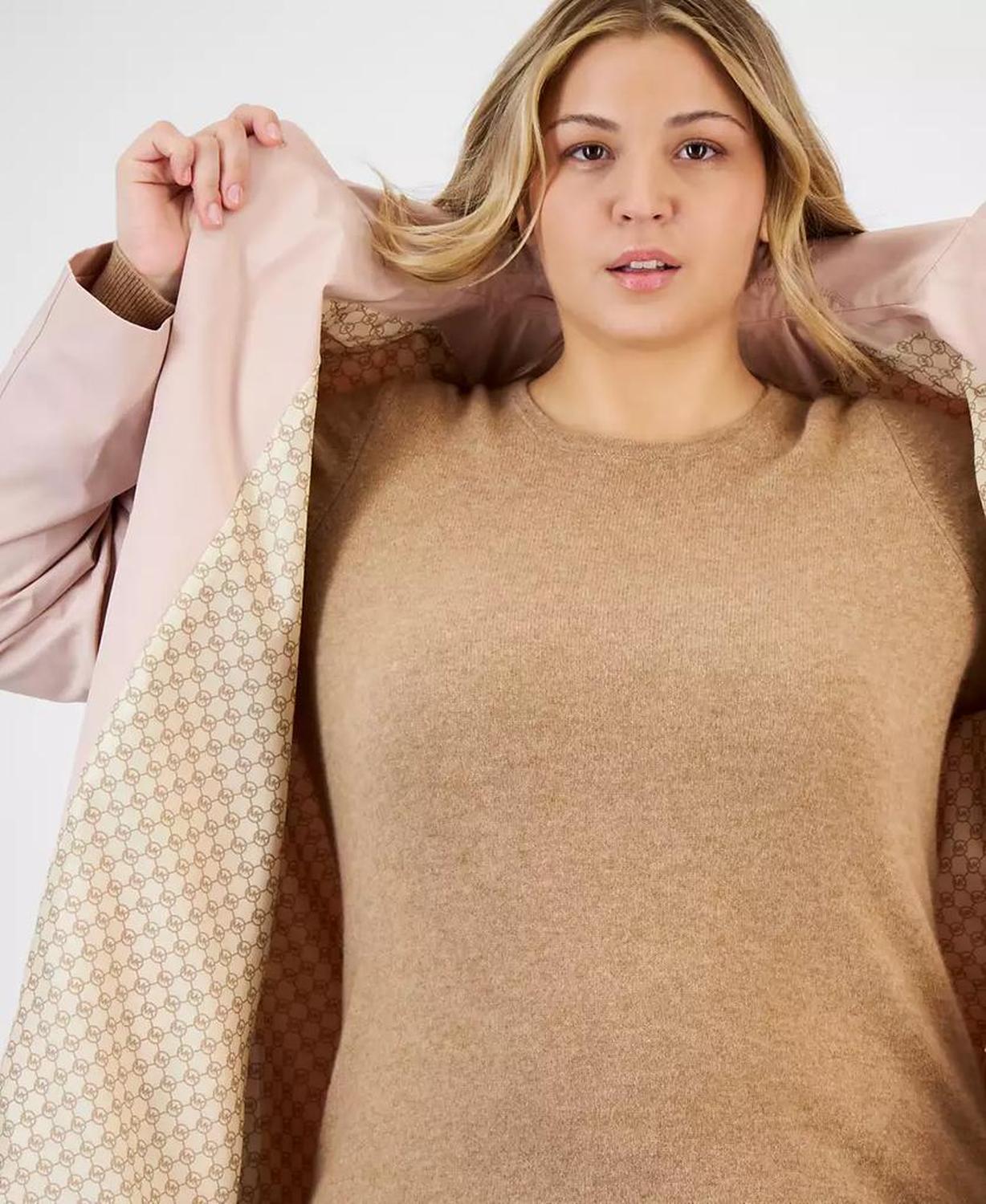 Plus Size Notched Collar Button-Front Coat, Exclusively at Macy's