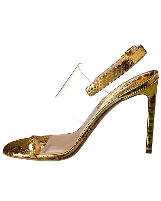 Catherine Python-Embossed Leather & Vinyl Sandal