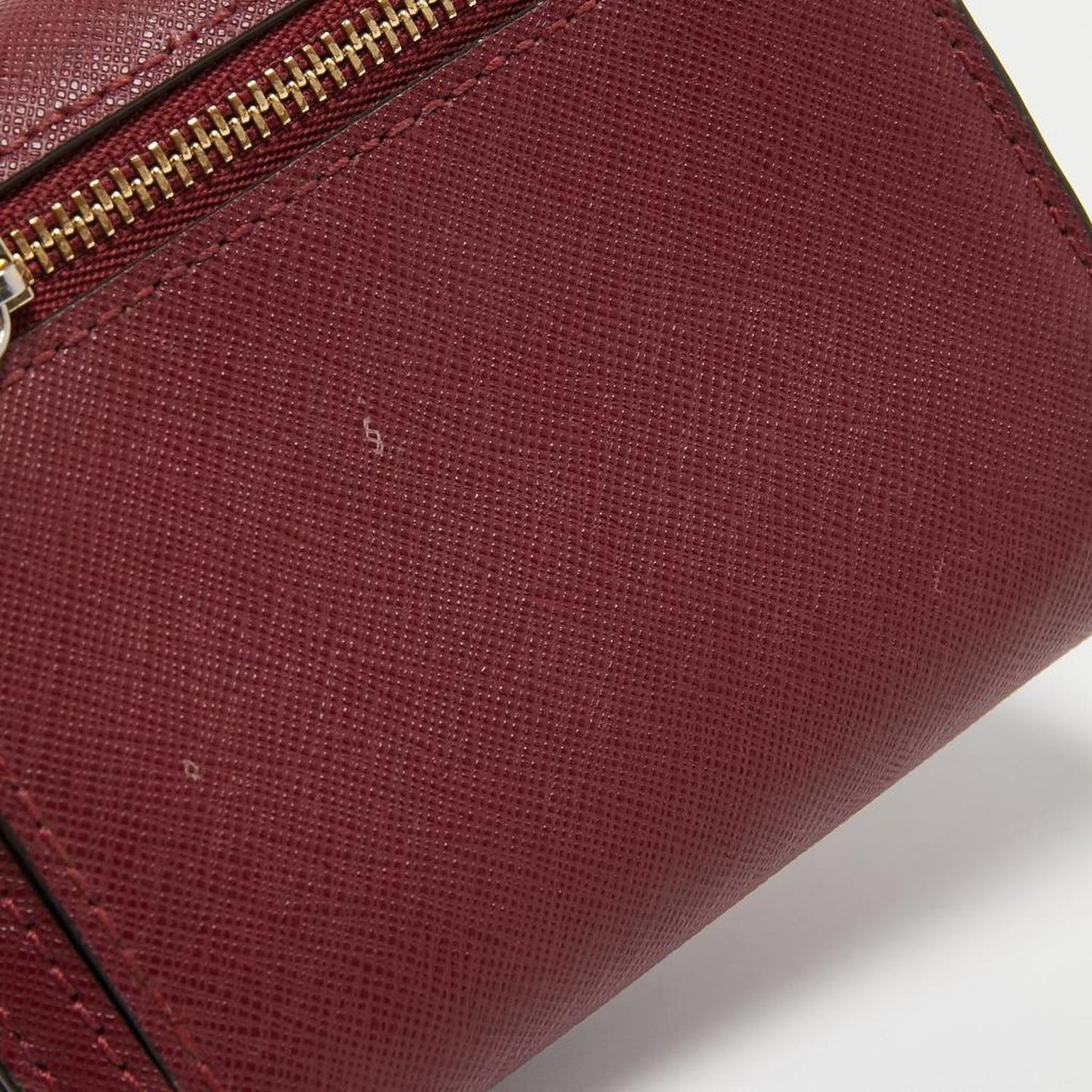 Michael Kors Burgundy Saffiano Leather Jet Set Trifold Wallet