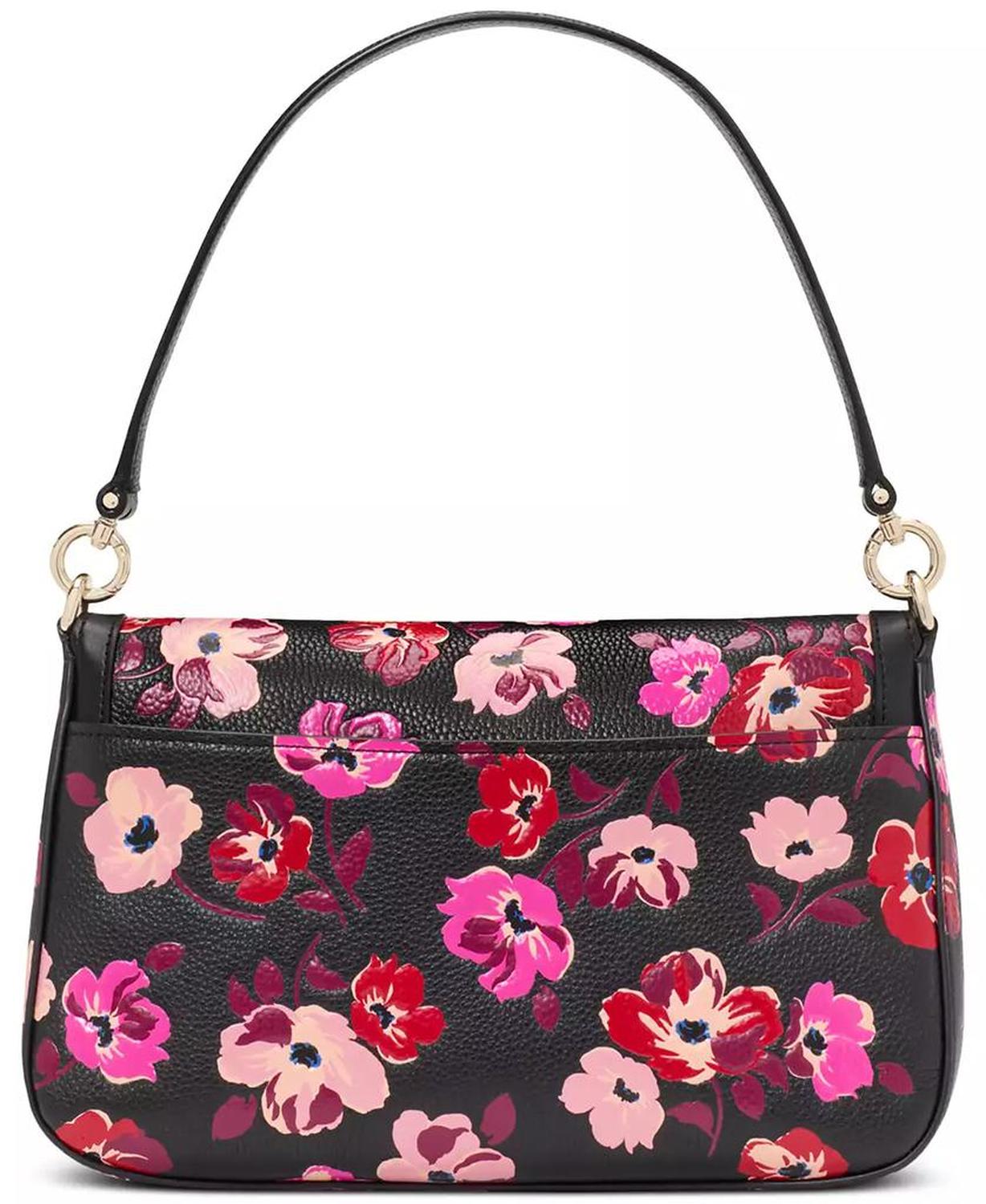 Hudson Fall Poppies Leather Flap Shoulder Bag
