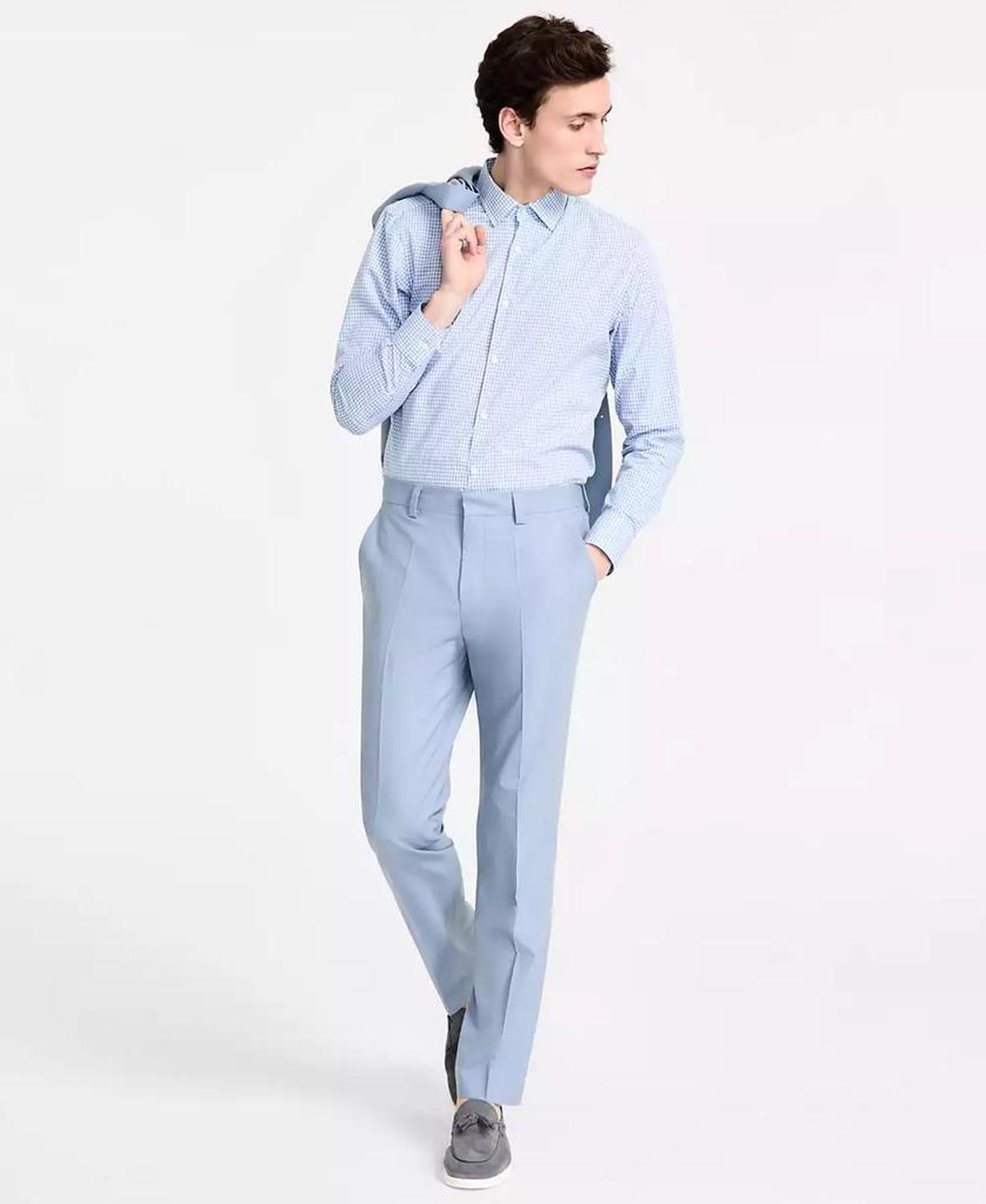 Men's Modern-Fit Wool Blend Suit Pants