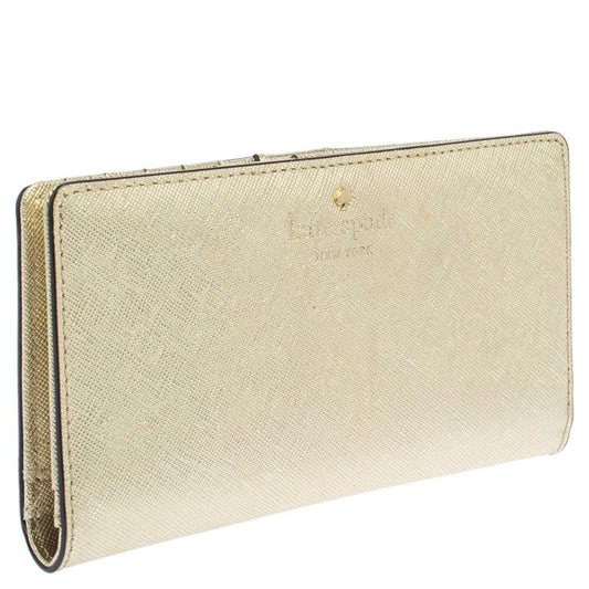 Kate Spade Metallic Gold Leather Long Flap Wallet
