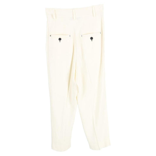 Sportmax Pleated Straight-Leg Trousers in Cream Acetate