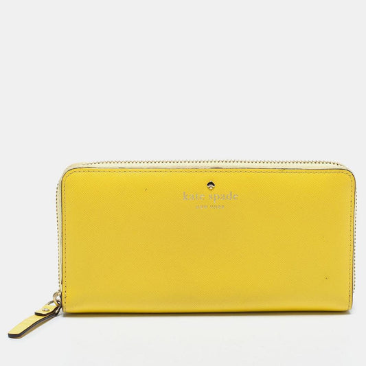 Kate Spade Yellow Leather Zip Around Wallet