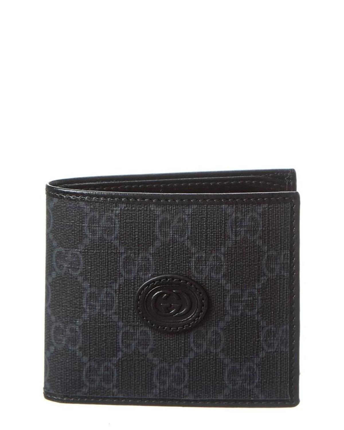 Gucci Interlocking G GG Supreme Canvas & Leather Bifold Wallet