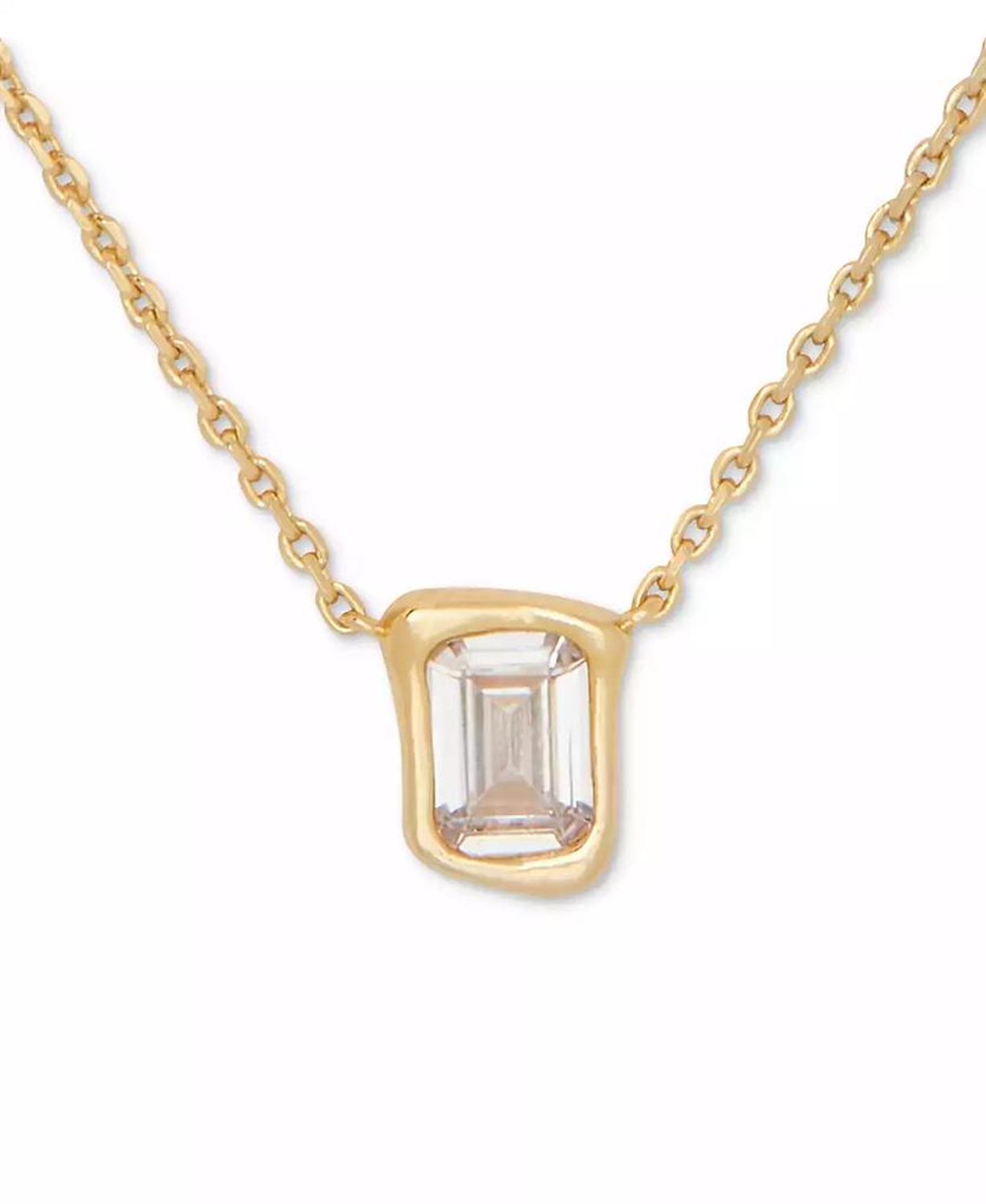 Cubic Zirconia Pendant Necklace, 16" + 3" extender