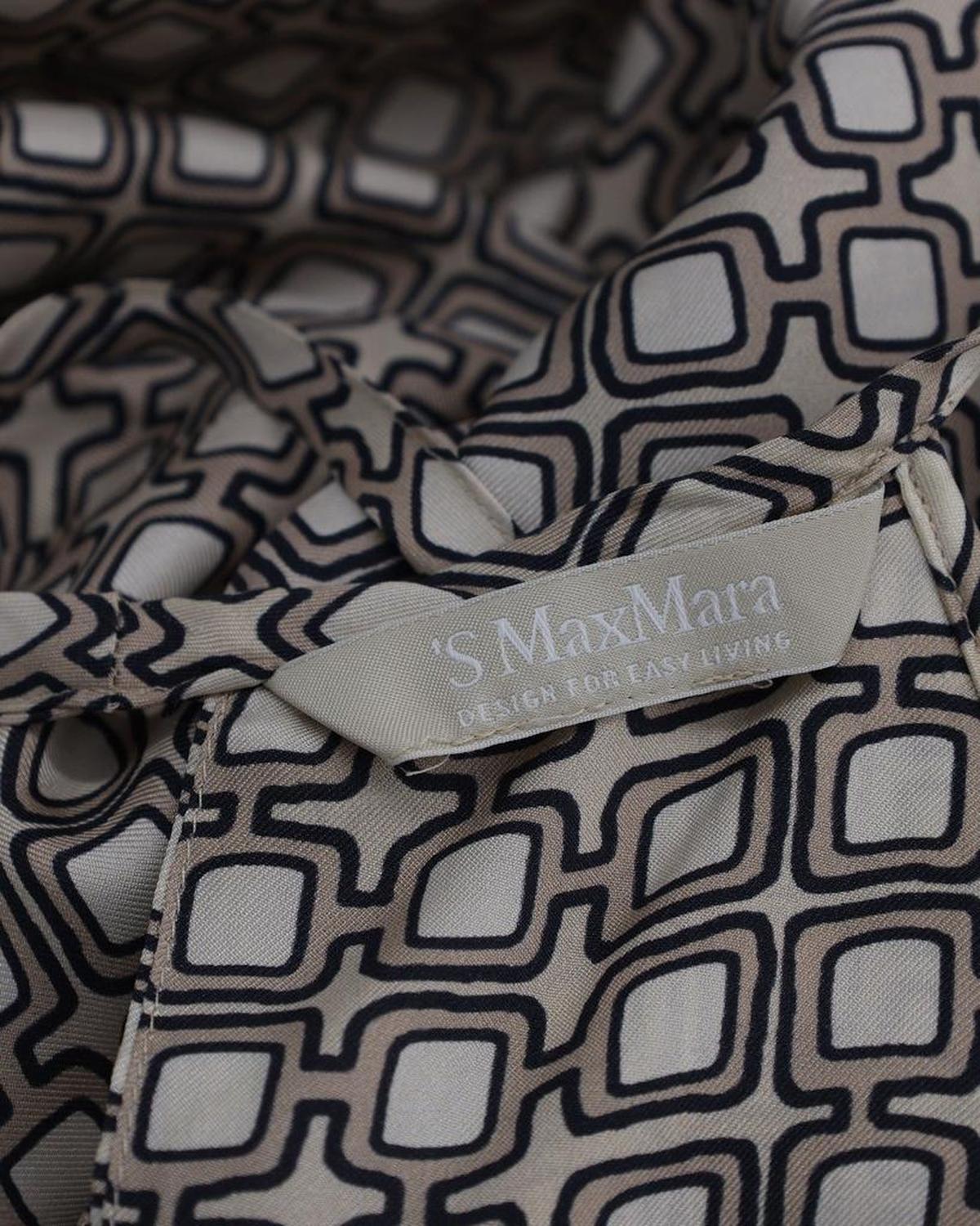 'S Max Mara Printed Dress in Beige Silk
