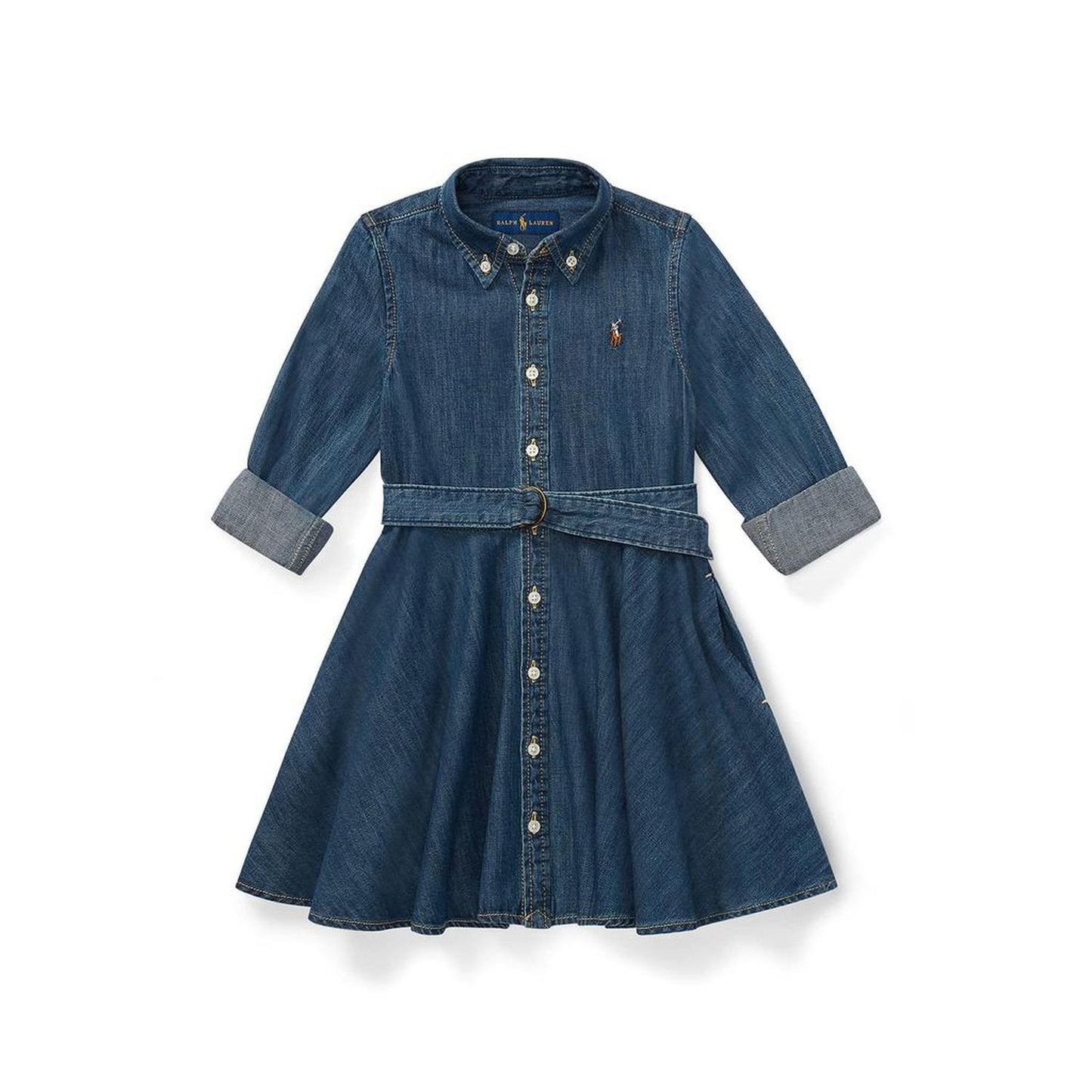 Belted Cotton Denim Shirtdress (Little Kids)