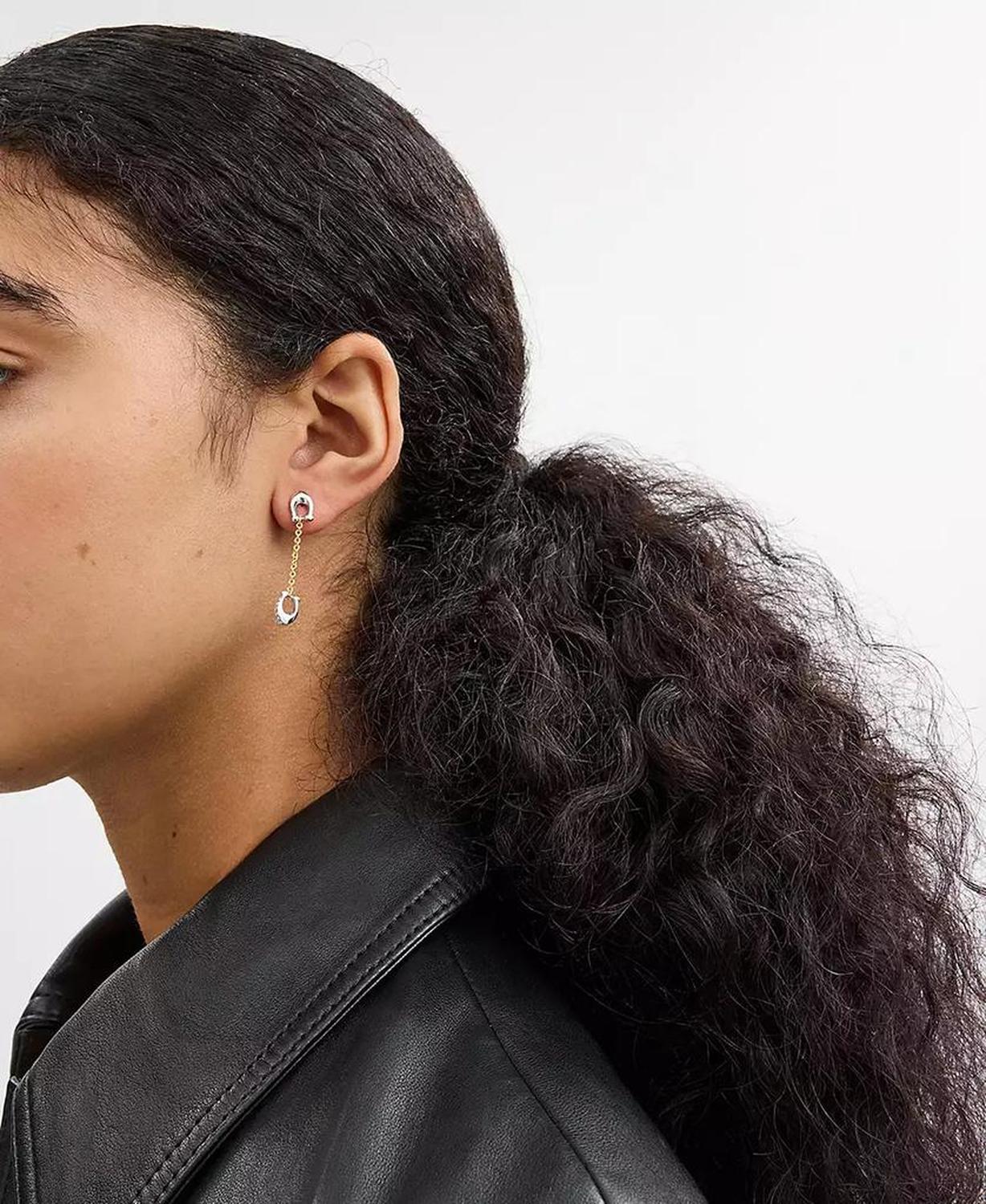 Faux Stone Signature Pavé C Linear Earrings