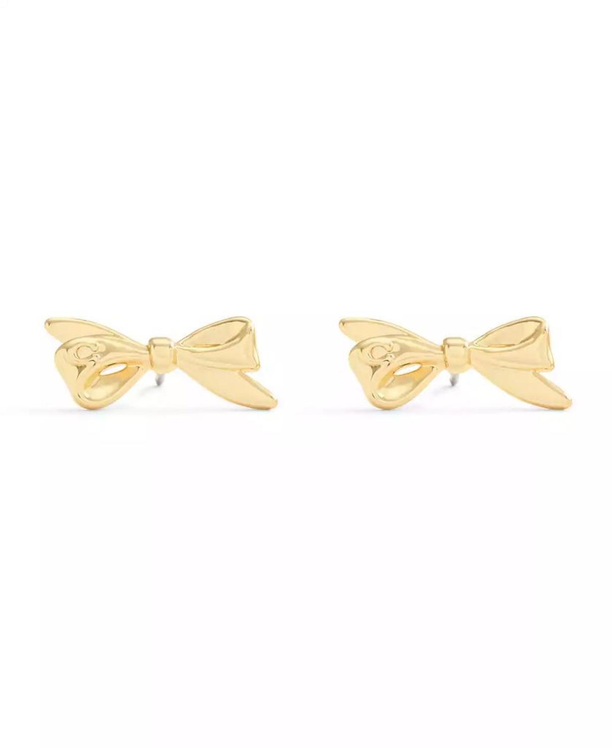 Gold Signature Mini Bow Stud Earrings