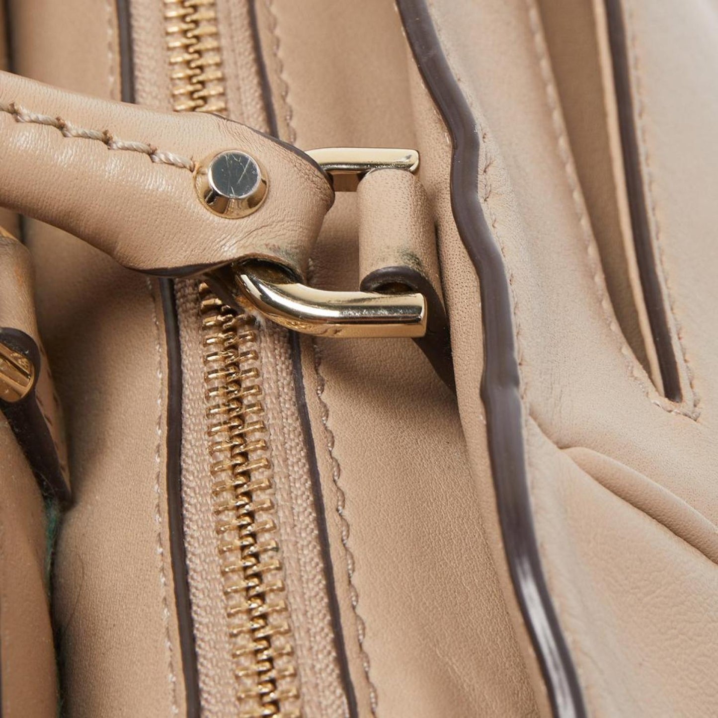Michael Kors Beige Leather Amelia Top Zip Tote