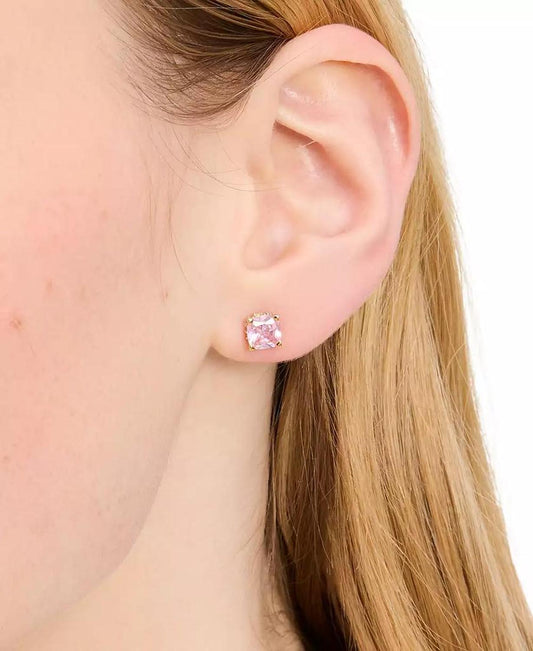 Color Cubic Zirconia Square Stud Earrings