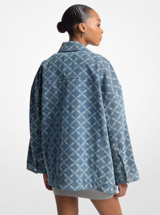 Empire Diamond Jacquard Oversized Denim Jacket