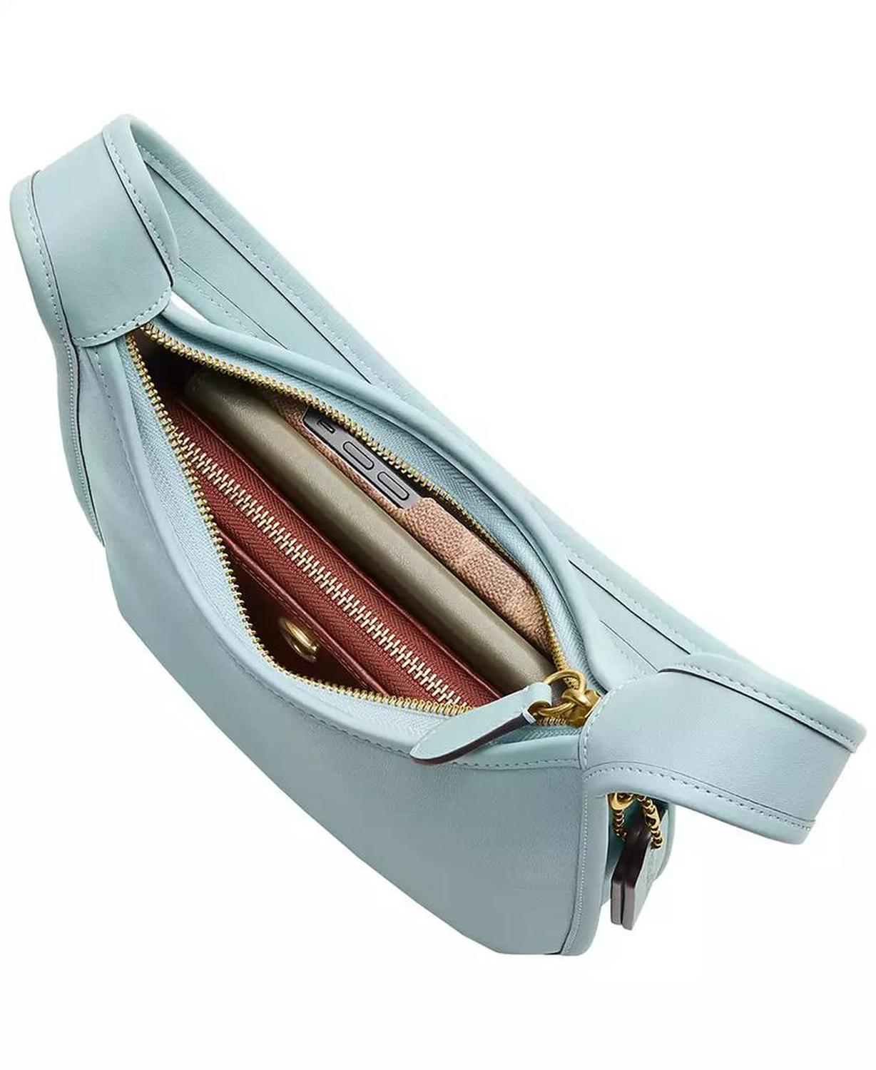 Small Glovetanned Leather Curve Zip Bag