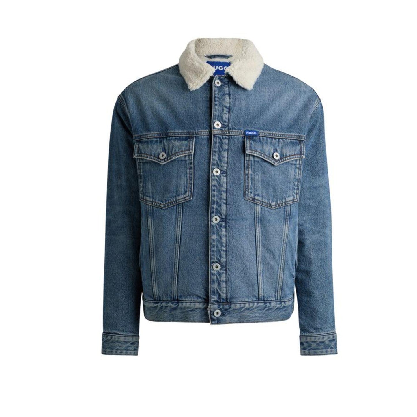 Regular-fit denim jacket with faux-fur lining