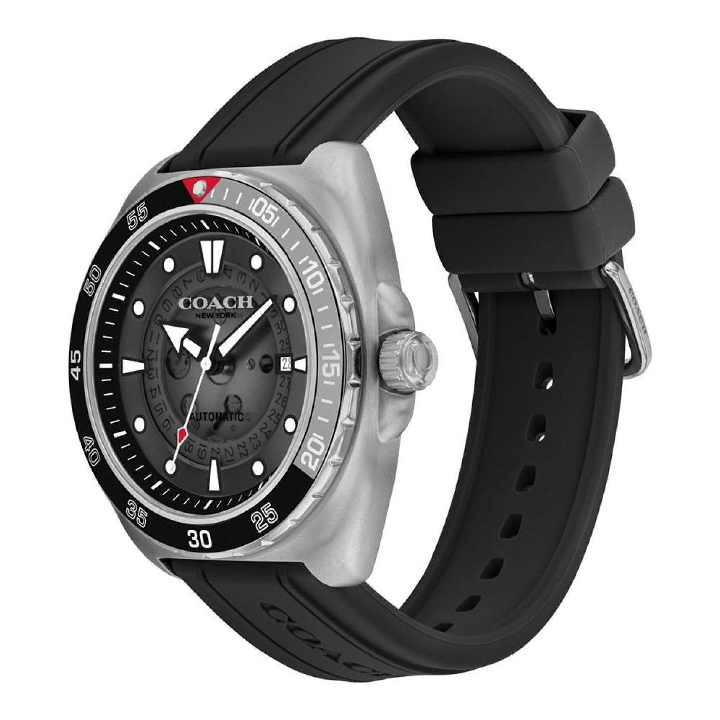 Men's Charter Automatic Black Silicone Watch 44mm