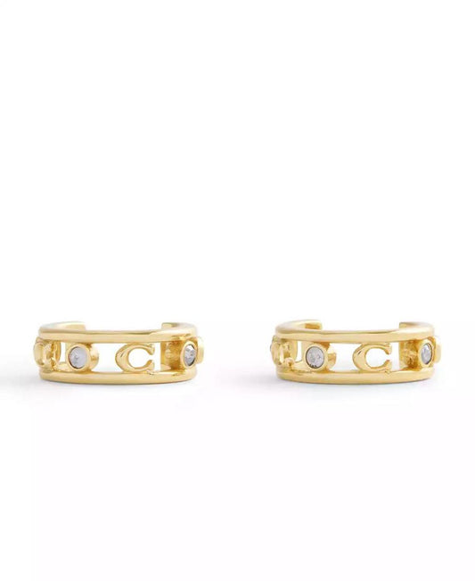 Faux Stone Signature C Open Hoop Earrings