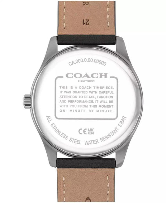 Men's Oliver Black Leather Calfskin Strap Watch, 41mm