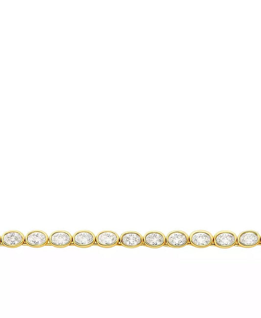 14K Gold-Plated Brass Bezel-Set Necklace