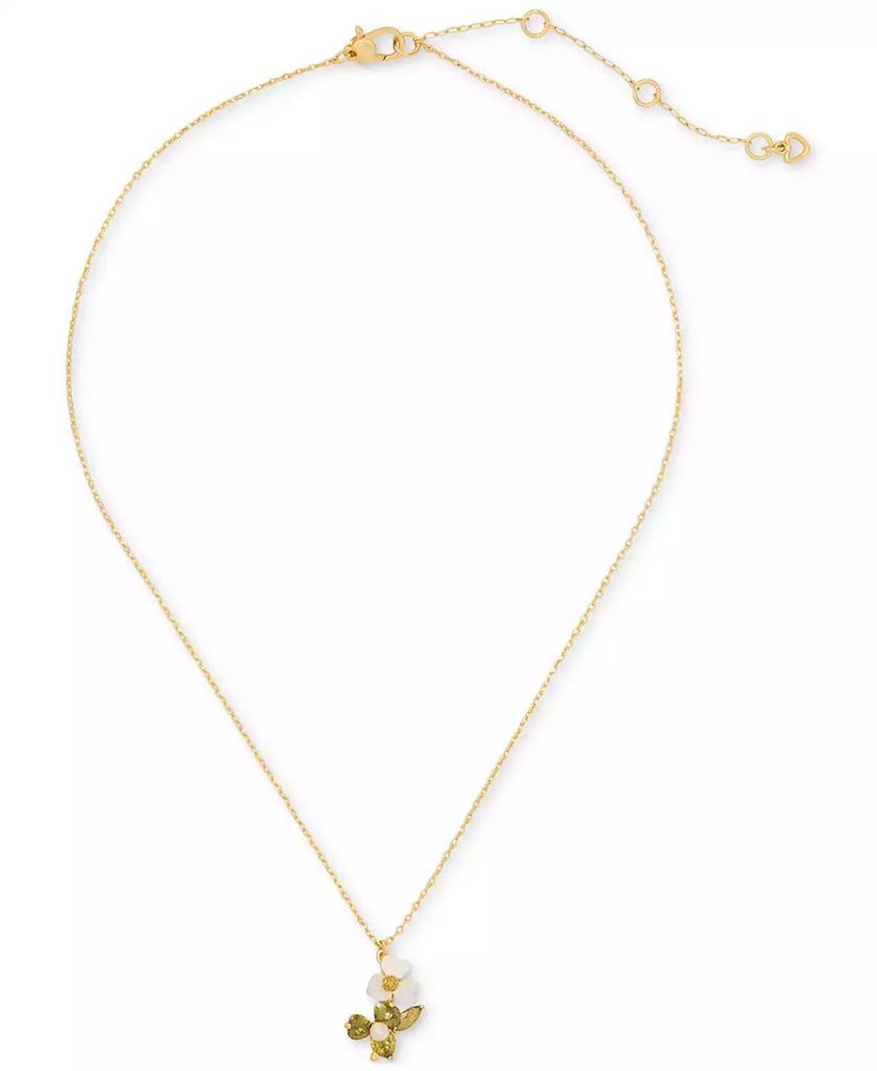 Mixed Stone Flower Pendant Necklace, 16" + 3" extender