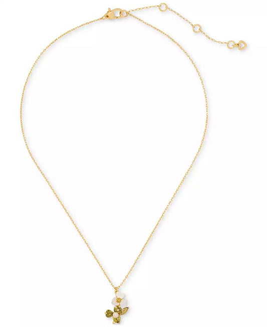 Mixed Stone Flower Pendant Necklace, 16" + 3" extender