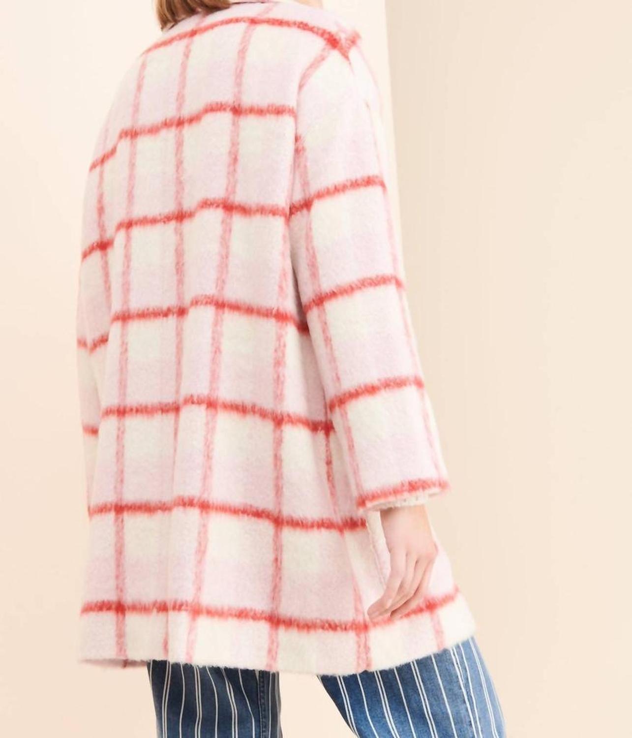 Strawberry Plaid Coat In Pink Plaid