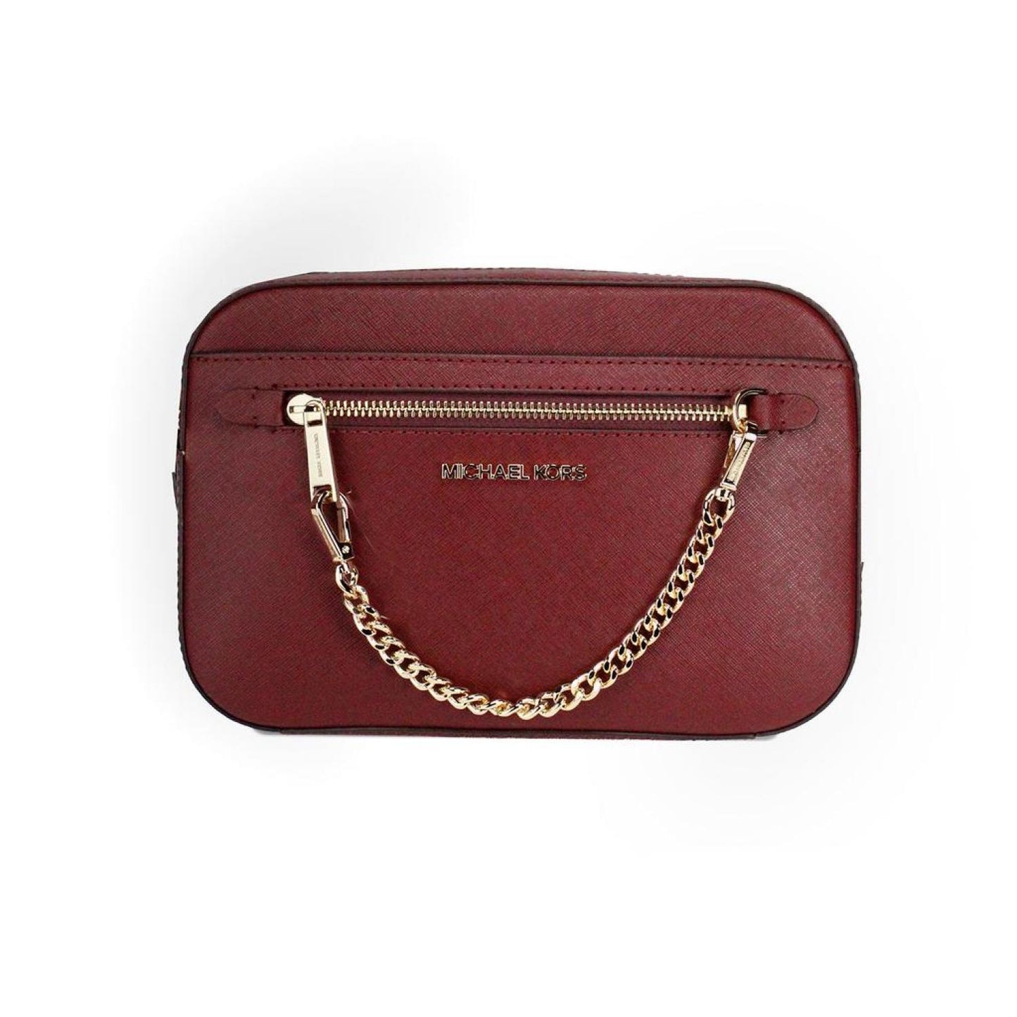 Michael Kors Jet Set East West Large Cherry Leather Zip Chain Crossbody Women's Bag