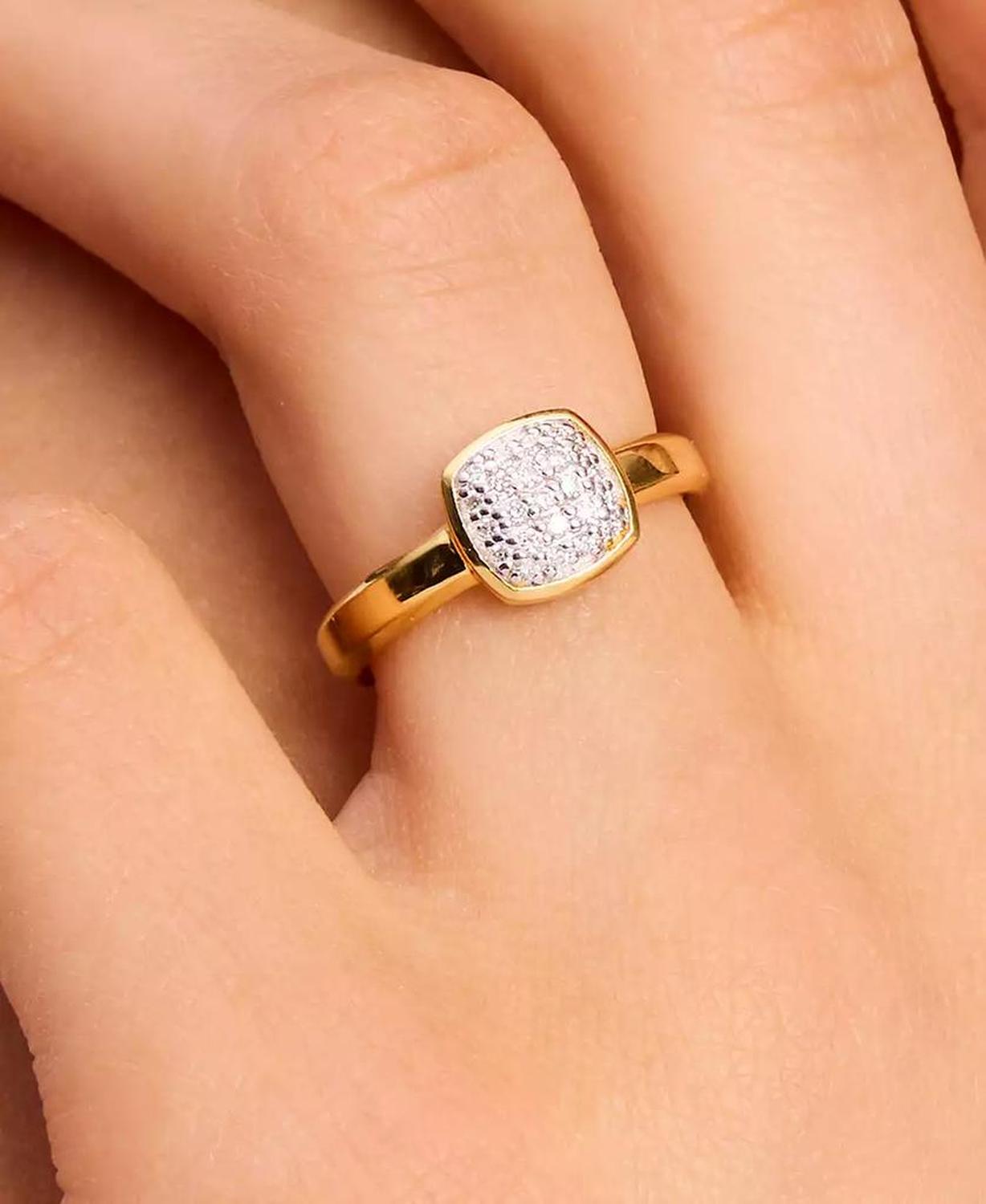 23k Gold-Plated Sterling Silver Lab-Grown Diamond Accent Ring