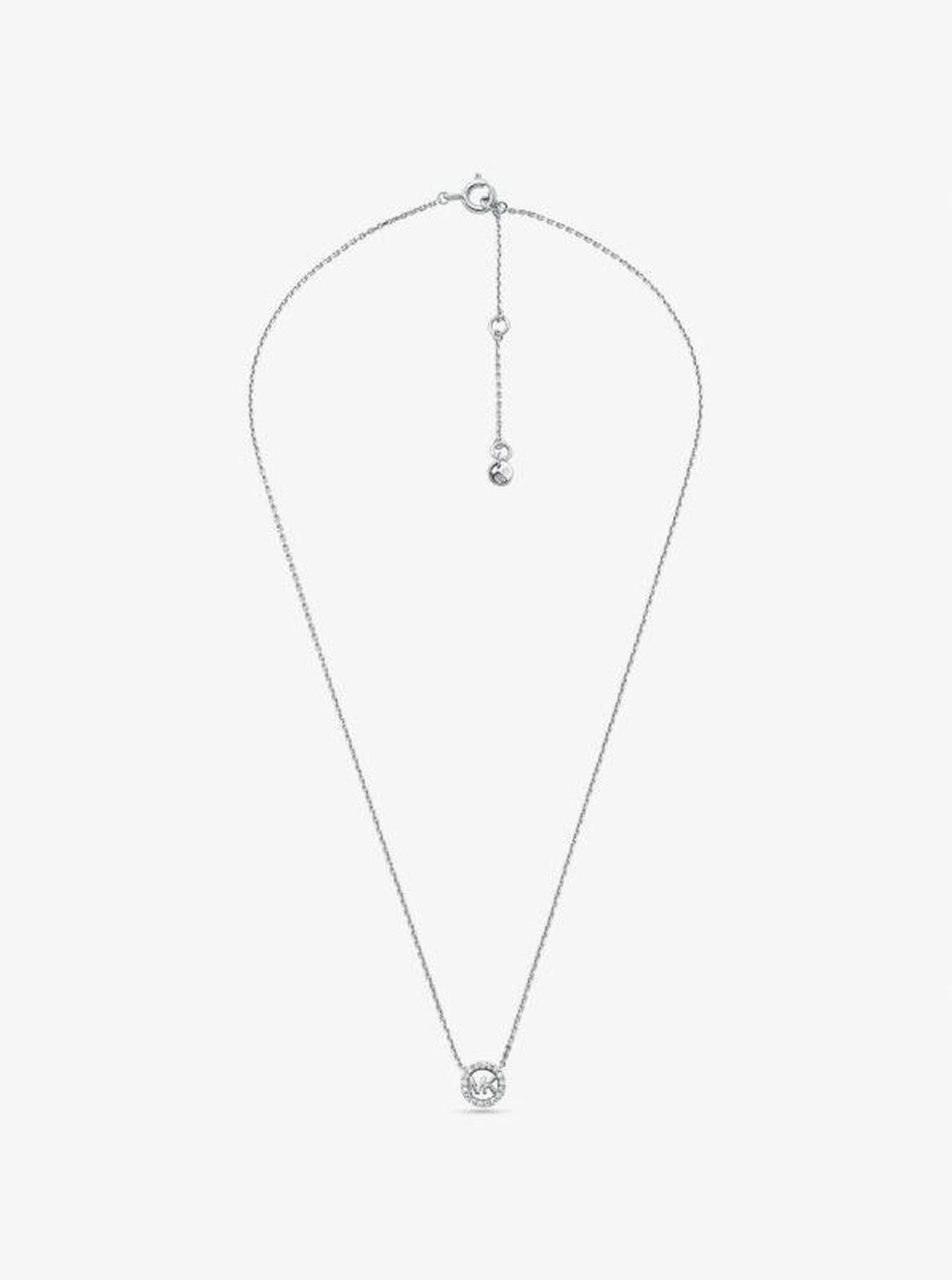 Fulton Precious-Metal Plated Sterling Silver Pavé Logo Charm Necklace