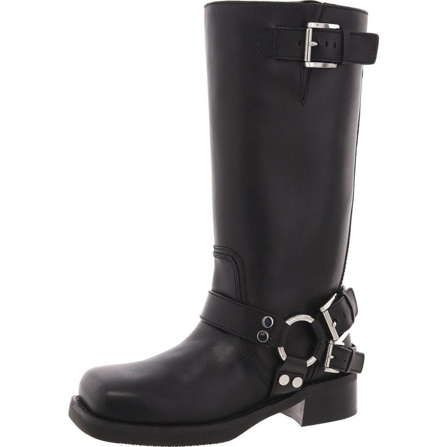 40F4CBFB7L Womens Buckle Leather Mid-Calf Boots