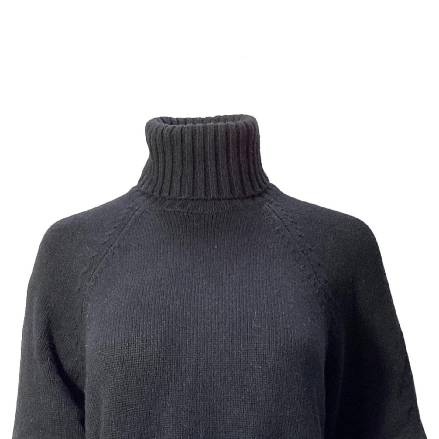 Collection Zip Sleeve T-Neck Sweater in Black Cashmere